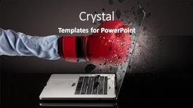  Presentation with strong - Amazing PPT layouts having strong-male-hand-breaks-laptop backdrop and a dark gray colored foreground