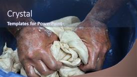  Presentation with dough - Amazing slide set having strong-male-hands-knead-dough backdrop and a navy blue colored foreground