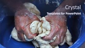 Presentation with dough - Amazing presentation theme having strong-male-hands-knead-dough backdrop and a navy blue colored foreground