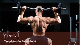  Presentation with strong - Colorful PPT layouts enhanced with strong man - bodybuilder with dumbbells backdrop and a  colored foreground