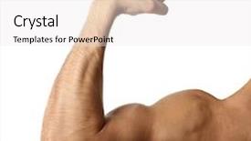  Presentation with flexing - Slide deck consisting of strong man - flexing biceps isolated on white background and a white colored foreground