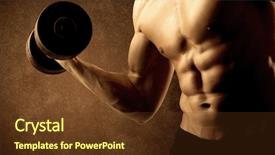  Presentation with weight lifting - Amazing slides having strong man - muscular fit bodybuilder athlete lifting backdrop and a tawny brown colored foreground