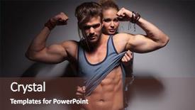  Presentation with sexy - Presentation design with strong man - sexy woman pulls up her background and a tawny brown colored foreground