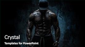  Presentation with strong - Presentation theme consisting of strong man bodybuilder in cap background and a black colored foreground