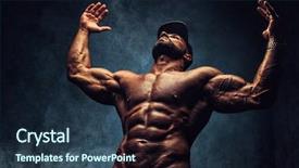  Presentation with strong - Cool new theme with strong man bodybuilder in cap backdrop and a tawny brown colored foreground