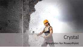  Presentation with strong link padlock - Cool new presentation theme with strong man in uniform breaking backdrop and a  colored foreground