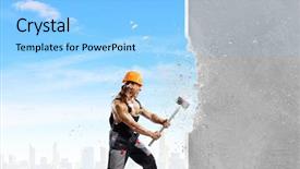  Presentation with strong as a rock - Slide deck consisting of strong man in uniform breaking background and a  colored foreground