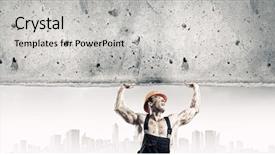  Presentation with lifting your limits - Cool new slides with strong man in uniform lifting backdrop and a light gray colored foreground