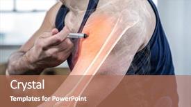  Presentation with strong - Slide set enhanced with strong man injecting anabolic steroid background and a coral colored foreground