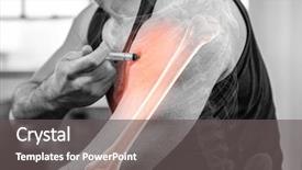  Presentation with strong - Colorful slide deck enhanced with strong man injecting anabolic steroid backdrop and a gray colored foreground