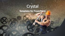  Presentation with mechanic - Slide deck consisting of strong man mechanic in uniform background and a  colored foreground
