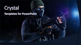  Presentation with standing strong - Presentation enhanced with strong man military special forces background and a wine colored foreground