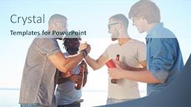  Presentation with wrestling - Amazing presentation having strong men with drinks having wrestling competition on summer day backdrop and a sky blue colored foreground