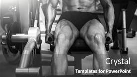  Presentation with strong - PPT theme with strong-muscular-bodybuilder-doing-legs background and a dark gray colored foreground