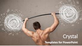  Presentation with chaos - Amazing theme having strong muscular man lifting chaos concept backdrop and a coral colored foreground