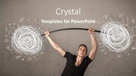  Presentation with chaos - Presentation consisting of strong muscular man lifting chaos concept background and a gray colored foreground