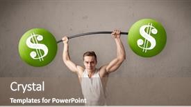  Presentation with lifting weights - Presentation design consisting of strong muscular man lifting green background and a  colored foreground