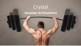  Presentation with lifting weights - PPT layouts having strong muscular man lifting weights background and a gray colored foreground