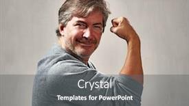  Presentation with powerful - Colorful presentation enhanced with strong powerful man over gray wall background backdrop and a gray colored foreground