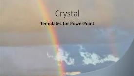  Presentation with bad weather - Beautiful slide set featuring strong rainbow after bad weather in the sky over a city backdrop and a mint green colored foreground