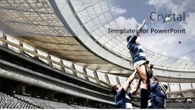  Presentation with rugby players - Amazing PPT layouts having strong rugby players against rugby backdrop and a light blue colored foreground