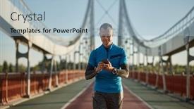  Presentation with runner - PPT theme enhanced with strong-runner-resting-after-self background and a light blue colored foreground