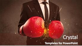  Presentation with sales - Beautiful presentation theme featuring strong sales person breaking something backdrop and a tawny brown colored foreground