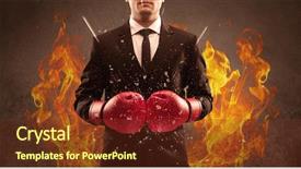  Presentation with sales awards graphics - Audience pleasing slide deck consisting of strong sales person breaking something backdrop and a  colored foreground