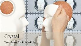  Presentation with robot face - Cool new presentation theme with strong skeleton - cyborg clone robot and artificial backdrop and a soft green colored foreground