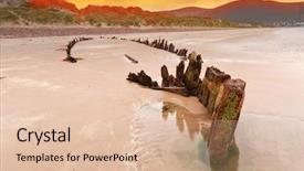  Presentation with pipes in the ship - Slide set enhanced with strong skeleton - sunbeam ship wreck background and a  colored foreground