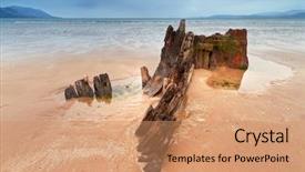  Presentation with pipes in the ship - Beautiful PPT layouts featuring strong skeleton - sunbeam ship wreck backdrop and a  colored foreground