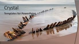  Presentation with ship - Audience pleasing theme consisting of strong skeleton - sunbeam ship wreck backdrop and a light gray colored foreground