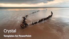  Presentation with ship - Slides having strong skeleton - sunbeam ship wreck background and a  colored foreground
