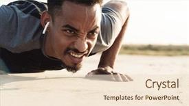  Presentation with african music - PPT theme enhanced with strong sports man listening music background and a  colored foreground