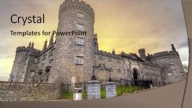  Presentation with dusk - Slides consisting of strong tower - kilkenny castleat dusk co kilkenny background and a coral colored foreground