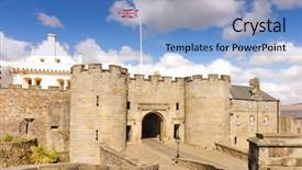  Presentation with castle - Colorful slide deck enhanced with strong tower - stirling castle entrance gatehouse backdrop and a light blue colored foreground