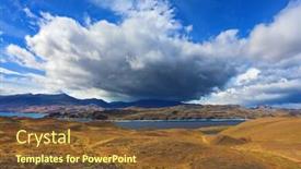  Presentation with chilean - Slide deck having strong winds in the chilean patagonia national park torres del paine lake pehoe background and a tawny brown colored foreground