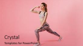  Presentation with exercise - Beautiful slides featuring strong woman - full length side view image backdrop and a coral colored foreground