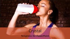  Presentation with food sport - Colorful slide deck enhanced with strong woman is drinking sports backdrop and a red colored foreground