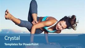  Presentation with strong - Beautiful theme featuring strong woman practicing difficult yoga backdrop and a ocean colored foreground
