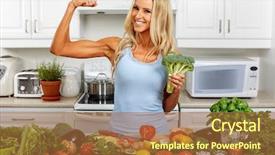  Presentation with strong - Slide deck enhanced with strong woman with broccoli background and a red colored foreground