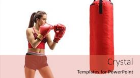  Presentation with young athletes box jumping - PPT layouts with strong-young-female-training-box background and a red colored foreground
