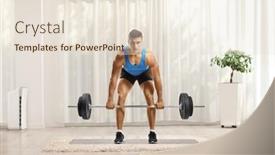  Presentation with weightlifting - PPT theme consisting of strong-young-man-in-sportswear background and a lemonade colored foreground