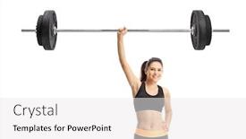  Presentation with barbell - Audience pleasing slide deck consisting of strong-young-woman-lifting backdrop and a white colored foreground