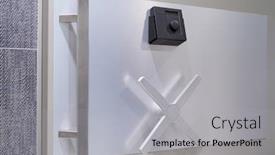  Presentation with steel - Slide deck enhanced with strongbox-steel-closed-gray-safety background and a light gray colored foreground