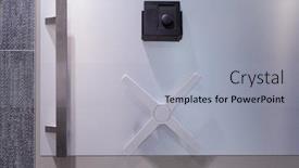  Presentation with steel - Presentation theme with strongbox-steel-closed-gray-safety background and a light gray colored foreground