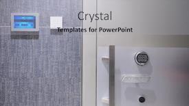  Presentation with deposit - Audience pleasing presentation theme consisting of strongbox-steel-closed-gray-safety backdrop and a light gray colored foreground