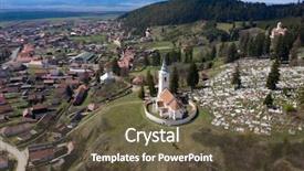  Presentation with church - Theme consisting of stronghold - aerial view of a small background and a tawny brown colored foreground