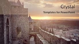  Presentation with medieval - Amazing PPT theme having stronghold - cite de carcassonne medieval walled backdrop and a soft green colored foreground