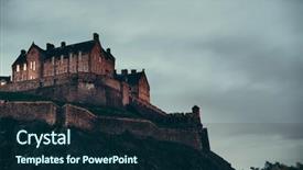  Presentation with united kingdom - Slide deck having stronghold - edinburgh castle as the famous background and a navy blue colored foreground